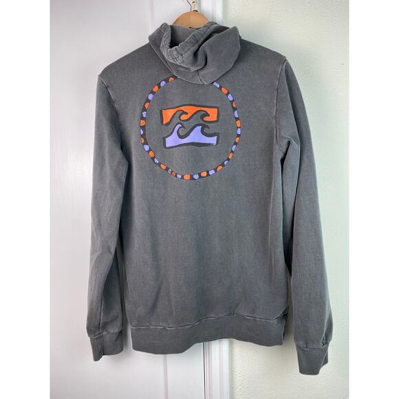 Billabong Men's M Gray Graphic Wave Pullover Hoodie Sweatshirt - Picture 3 of 5